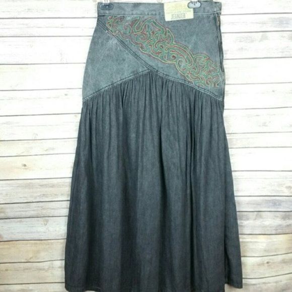 Vintage Jeanjer Gypsy Boho Denim Skirt Size 10 - Picture 5 of 8